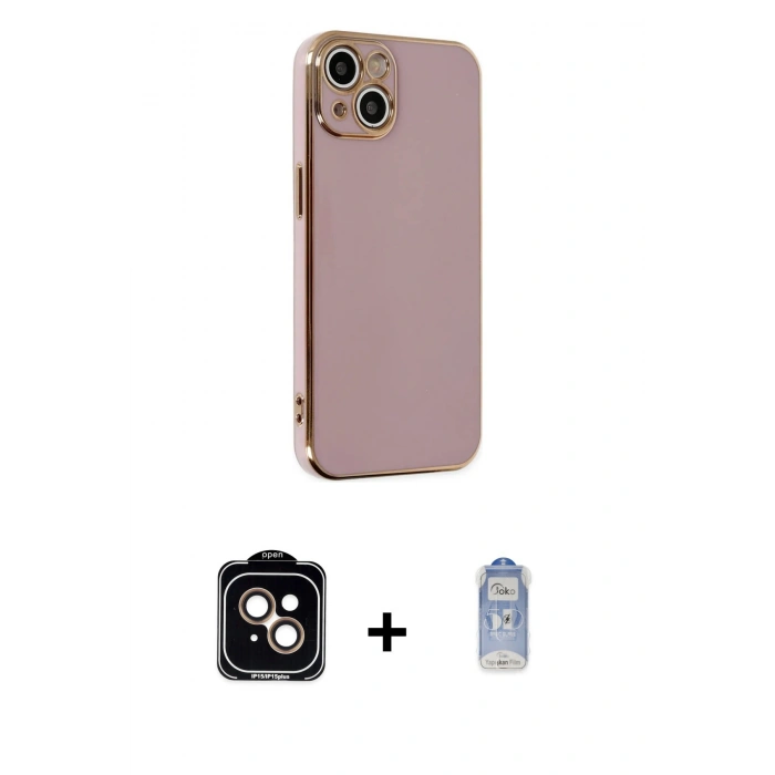 MARSİLYAN™- iPhone 14 Kılıf Yankı Serisi - Siyah Joko Magic 5D Cam + PVD Metal Kamera Lens - TU