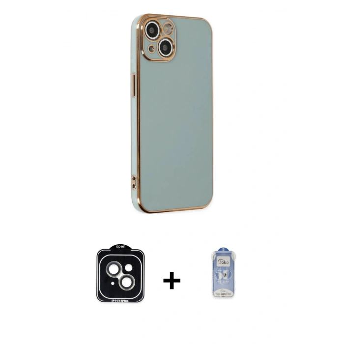 MARSİLYAN™- iPhone 14 Kılıf Yankı Serisi - Siyah Joko Magic 5D Cam + PVD Metal Kamera Lens - YL
