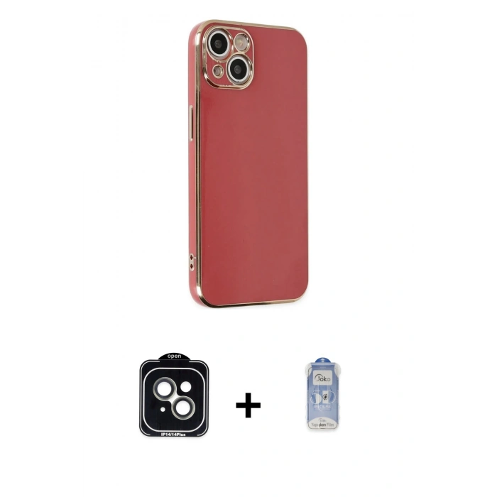 MARSİLYAN™- iPhone 14 Kılıf Yankı Serisi - Siyah Joko Magic 5D Cam + PVD Metal Kamera Lens - YL