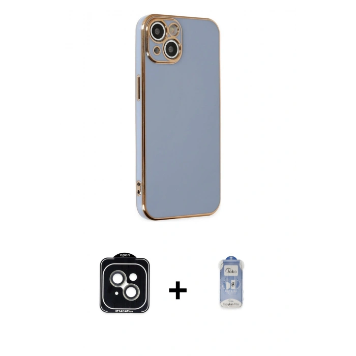 MARSİLYAN™- iPhone 14 Kılıf Yankı Serisi - Siyah Joko Magic 5D Cam + PVD Metal Kamera Lens - YL
