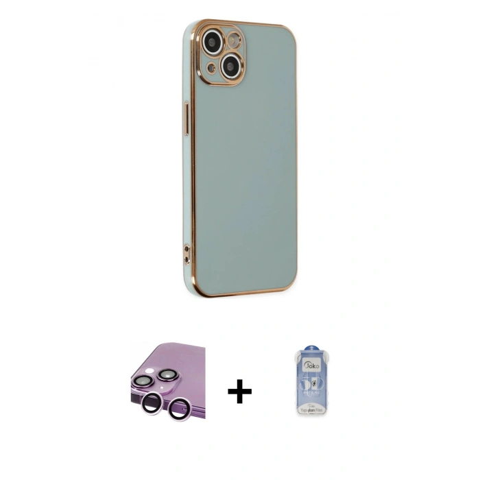 MARSİLYAN™- iPhone 14 Kılıf Yankı Serisi - Siyah Joko Magic 5D Cam + Raze Metal Kamera Lens - MR