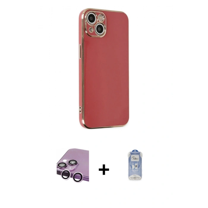 MARSİLYAN™- iPhone 14 Kılıf Yankı Serisi - Siyah Joko Magic 5D Cam + Raze Metal Kamera Lens - MR
