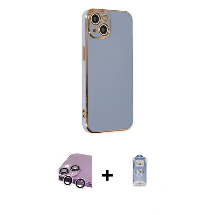 MARSİLYAN™- iPhone 14 Kılıf Yankı Serisi - Siyah Joko Magic 5D Cam + Raze Metal Kamera Lens - MR