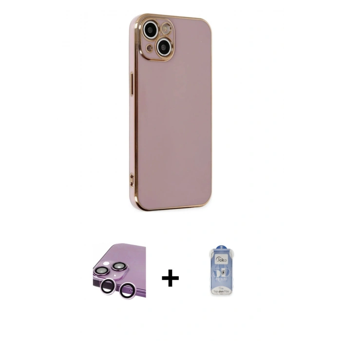 MARSİLYAN™- iPhone 14 Kılıf Yankı Serisi - Siyah Joko Magic 5D Cam + Raze Metal Kamera Lens - MR