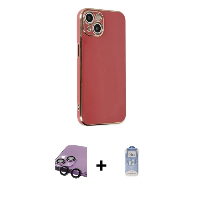 MARSİLYAN™- iPhone 14 Kılıf Yankı Serisi - Siyah Joko Magic 5D Cam + Raze Metal Kamera Lens - SH