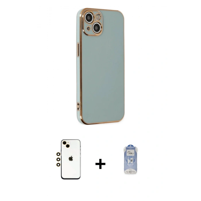 MARSİLYAN™- iPhone 14 Kılıf Yankı Serisi - Siyah Joko Magic 5D Cam + Shine Kamera Lens - GD