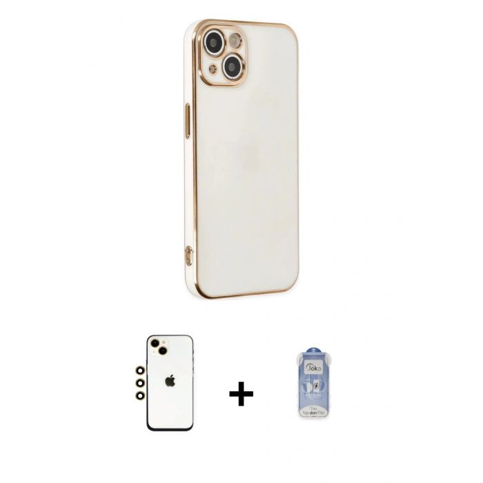 MARSİLYAN™- iPhone 14 Kılıf Yankı Serisi - Siyah Joko Magic 5D Cam + Shine Kamera Lens - GD