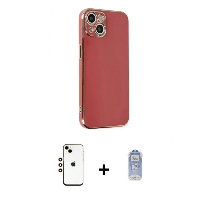 MARSİLYAN™- iPhone 14 Kılıf Yankı Serisi - Siyah Joko Magic 5D Cam + Shine Kamera Lens - GD