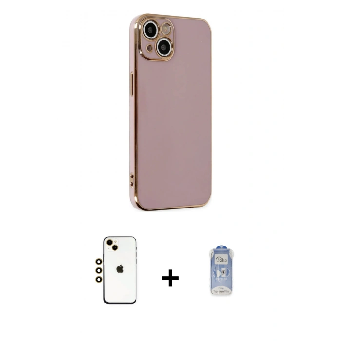 MARSİLYAN™- iPhone 14 Kılıf Yankı Serisi - Siyah Joko Magic 5D Cam + Shine Kamera Lens - GD