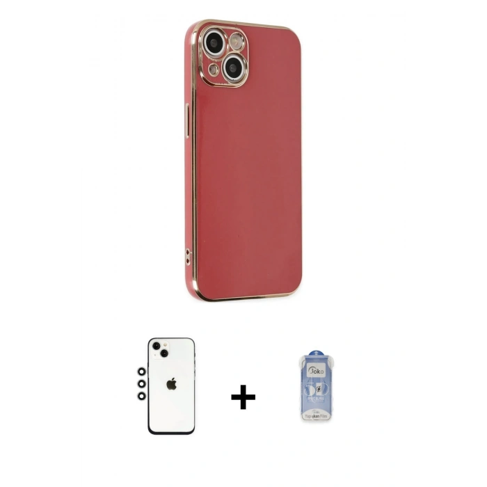 MARSİLYAN™- iPhone 14 Kılıf Yankı Serisi - Siyah Joko Magic 5D Cam + Shine Kamera Lens - GS