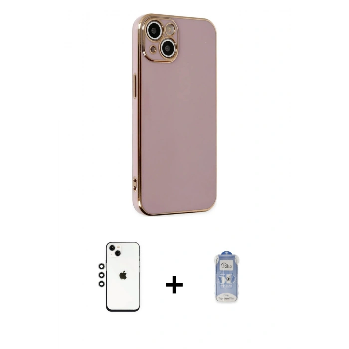 MARSİLYAN™- iPhone 14 Kılıf Yankı Serisi - Siyah Joko Magic 5D Cam + Shine Kamera Lens - GS