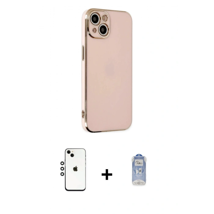MARSİLYAN™- iPhone 14 Kılıf Yankı Serisi - Siyah Joko Magic 5D Cam + Shine Kamera Lens - GS