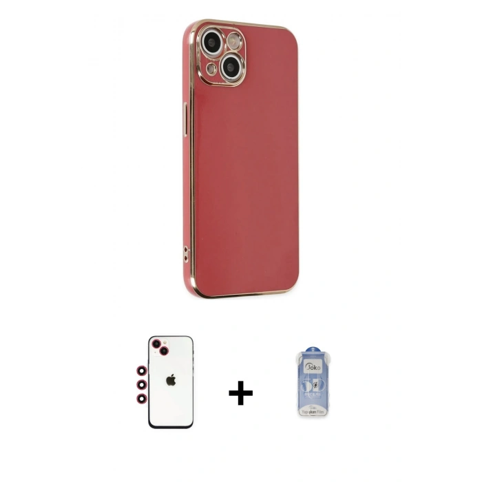 MARSİLYAN™- iPhone 14 Kılıf Yankı Serisi - Siyah Joko Magic 5D Cam + Shine Kamera Lens - KI