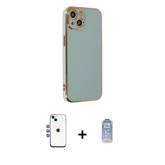 MARSİLYAN™- iPhone 14 Kılıf Yankı Serisi - Siyah Joko Magic 5D Cam + Shine Kamera Lens - MI