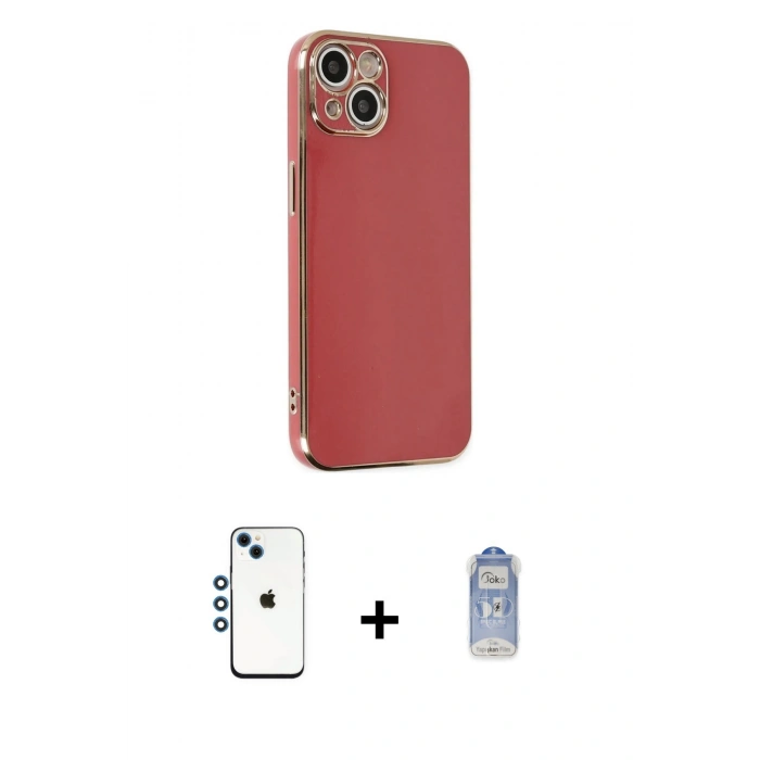 MARSİLYAN™- iPhone 14 Kılıf Yankı Serisi - Siyah Joko Magic 5D Cam + Shine Kamera Lens - MI