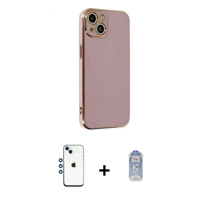 MARSİLYAN™- iPhone 14 Kılıf Yankı Serisi - Siyah Joko Magic 5D Cam + Shine Kamera Lens - MI