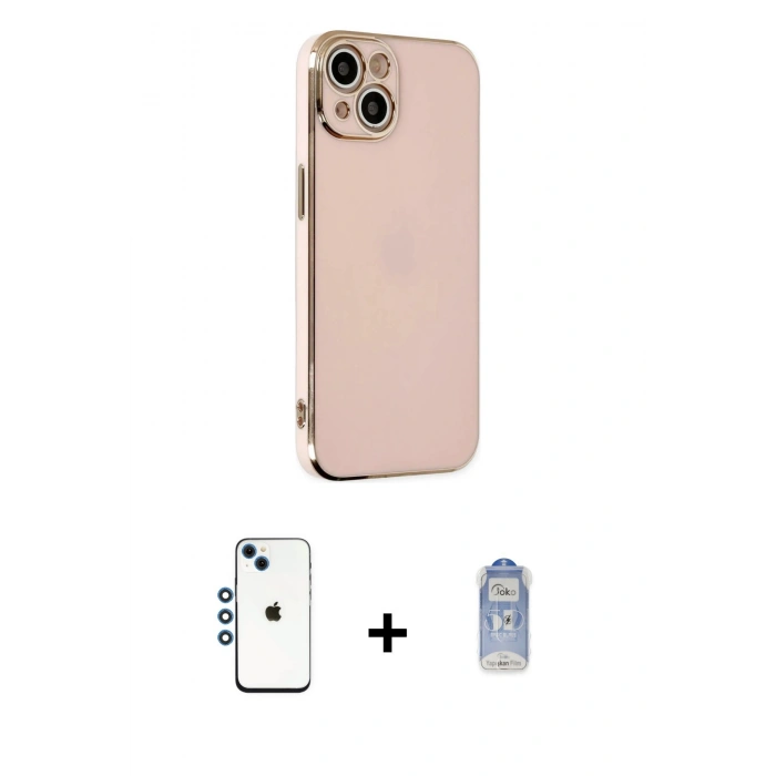 MARSİLYAN™- iPhone 14 Kılıf Yankı Serisi - Siyah Joko Magic 5D Cam + Shine Kamera Lens - MI