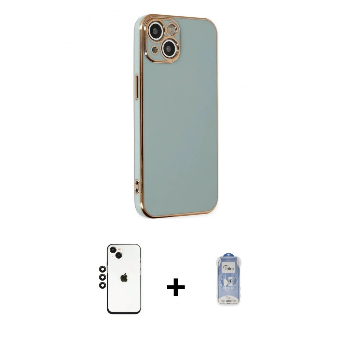 MARSİLYAN™- iPhone 14 Kılıf Yankı Serisi - Siyah Joko Magic 5D Cam + Shine Kamera Lens - SH