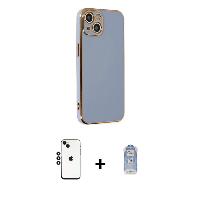 MARSİLYAN™- iPhone 14 Kılıf Yankı Serisi - Siyah Joko Magic 5D Cam + Shine Kamera Lens - SH