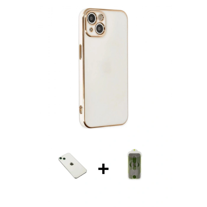 MARSİLYAN™- iPhone 14 Kılıf Yankı Serisi - Siyah Joko Magic 5D Hayalet Cam + Diamond Kamera Lens - YL