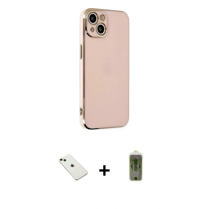 MARSİLYAN™- iPhone 14 Kılıf Yankı Serisi - Siyah Joko Magic 5D Hayalet Cam + Diamond Kamera Lens - YL