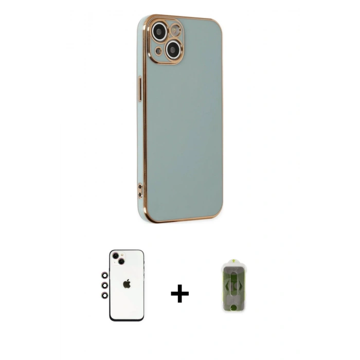 MARSİLYAN™- iPhone 14 Kılıf Yankı Serisi - Siyah Joko Magic 5D Hayalet Cam + Shine Kamera Lens - GI