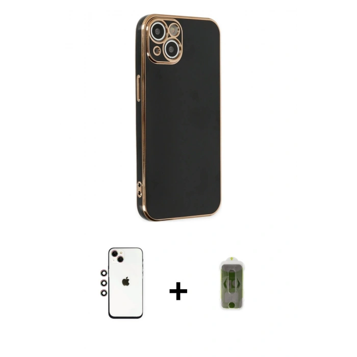 MARSİLYAN™- iPhone 14 Kılıf Yankı Serisi - Siyah Joko Magic 5D Hayalet Cam + Shine Kamera Lens - GI
