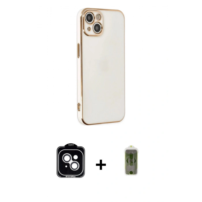 MARSİLYAN™- iPhone 14 Kılıf Yankı Serisi - Siyah Joko Magic 5D Hayalet Cam + PVD Metal Kamera Lens - GS