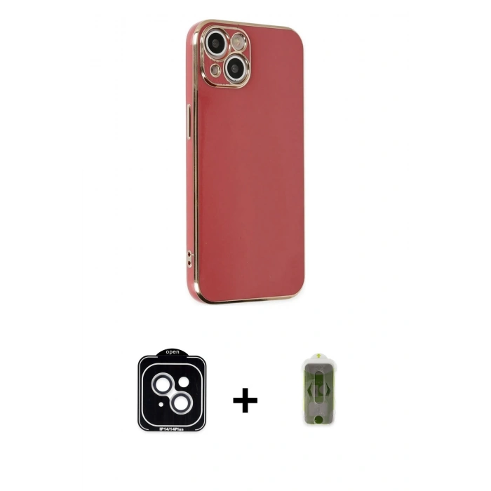 MARSİLYAN™- iPhone 14 Kılıf Yankı Serisi - Siyah Joko Magic 5D Hayalet Cam + PVD Metal Kamera Lens - GS