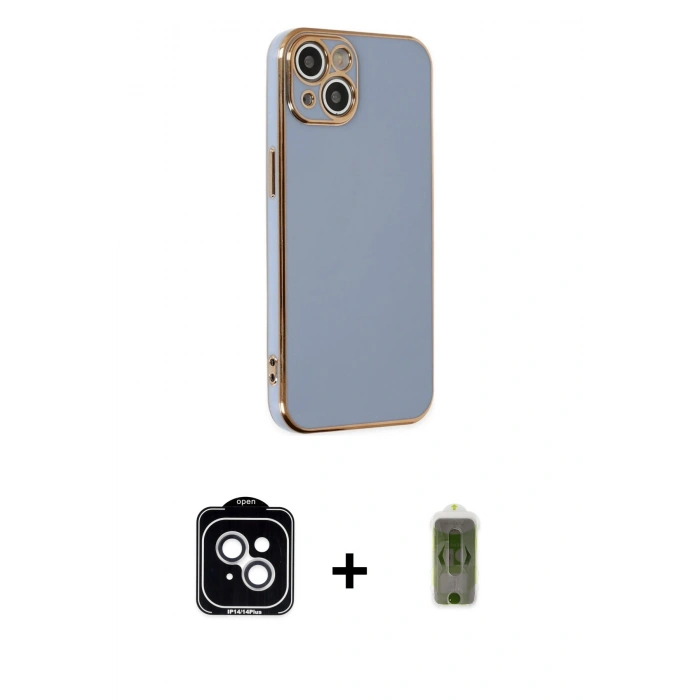 MARSİLYAN™- iPhone 14 Kılıf Yankı Serisi - Siyah Joko Magic 5D Hayalet Cam + PVD Metal Kamera Lens - GS