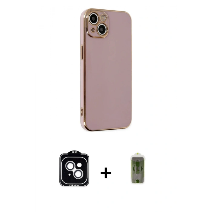 MARSİLYAN™- iPhone 14 Kılıf Yankı Serisi - Siyah Joko Magic 5D Hayalet Cam + PVD Metal Kamera Lens - GS