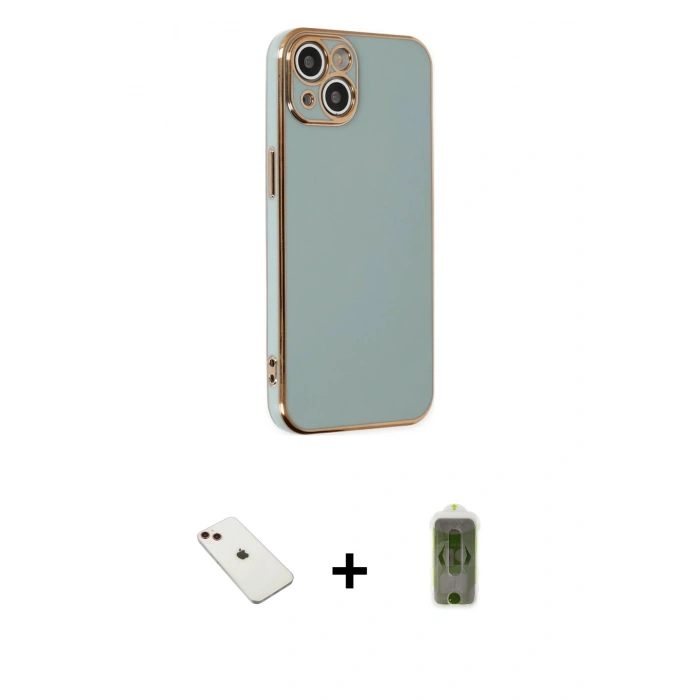 MARSİLYAN™- iPhone 14 Kılıf Yankı Serisi - Siyah Joko Magic 5D Hayalet Cam + Diamond Kamera Lens - KI