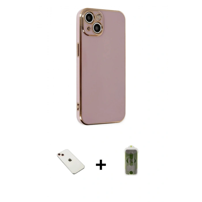 MARSİLYAN™- iPhone 14 Kılıf Yankı Serisi - Siyah Joko Magic 5D Hayalet Cam + Diamond Kamera Lens - KI