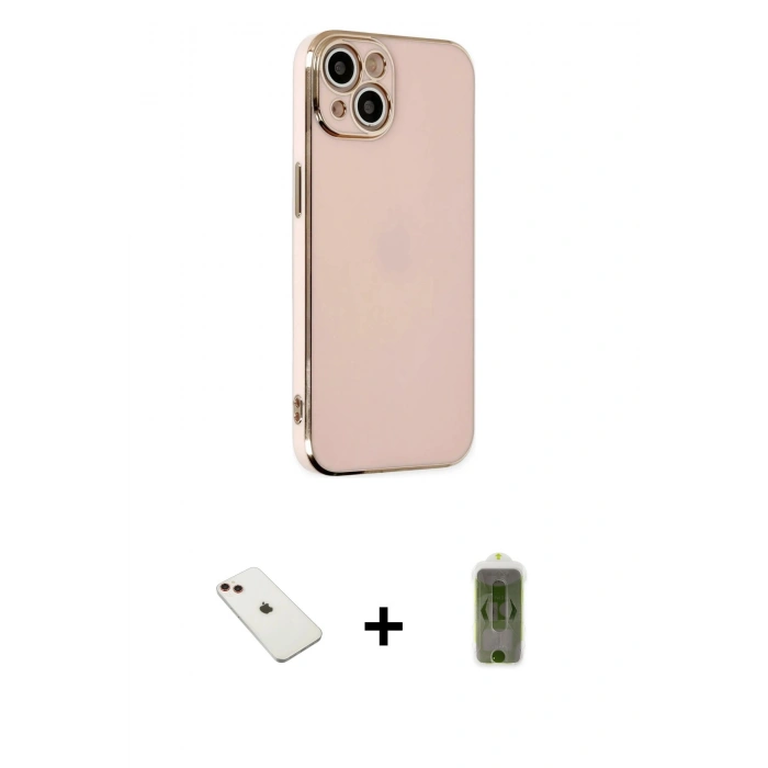 MARSİLYAN™- iPhone 14 Kılıf Yankı Serisi - Siyah Joko Magic 5D Hayalet Cam + Diamond Kamera Lens - KI