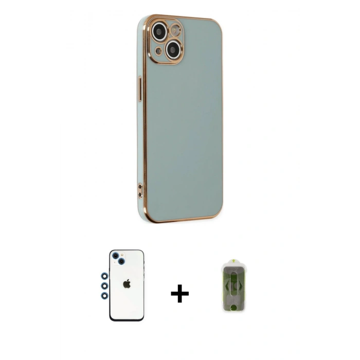 MARSİLYAN™- iPhone 14 Kılıf Yankı Serisi - Siyah Joko Magic 5D Hayalet Cam + Shine Kamera Lens - MI