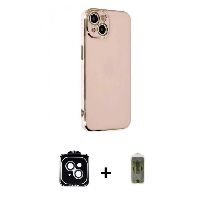MARSİLYAN™- iPhone 14 Kılıf Yankı Serisi - Siyah Joko Magic 5D Hayalet Cam + PVD Metal Kamera Lens - MI