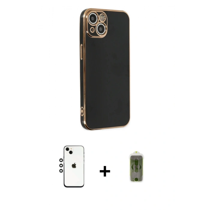 MARSİLYAN™- iPhone 14 Kılıf Yankı Serisi - Siyah Joko Magic 5D Hayalet Cam + Shine Kamera Lens - GS