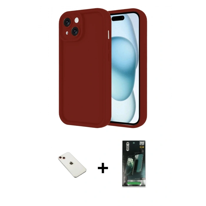 MARSİLYAN™- iPhone 14 Kılıf Yankı Yansıma Özel Seri - Şeffaf 360 Full Body Arka Koruyucu + Diamond Kamera Lens - KI