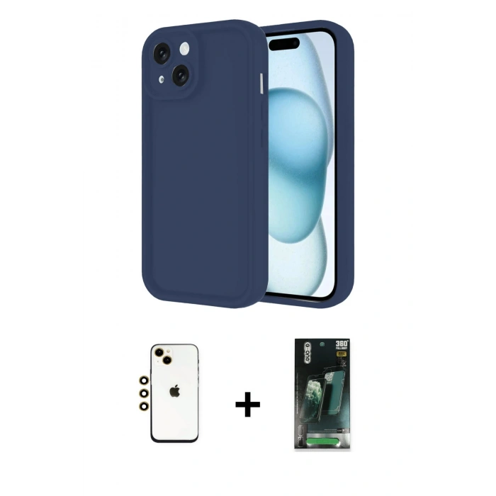 MARSİLYAN™- iPhone 14 Kılıf Yankı Yansıma Özel Seri - Şeffaf 360 Full Body Arka Koruyucu + Shine Kamera Lens - GD