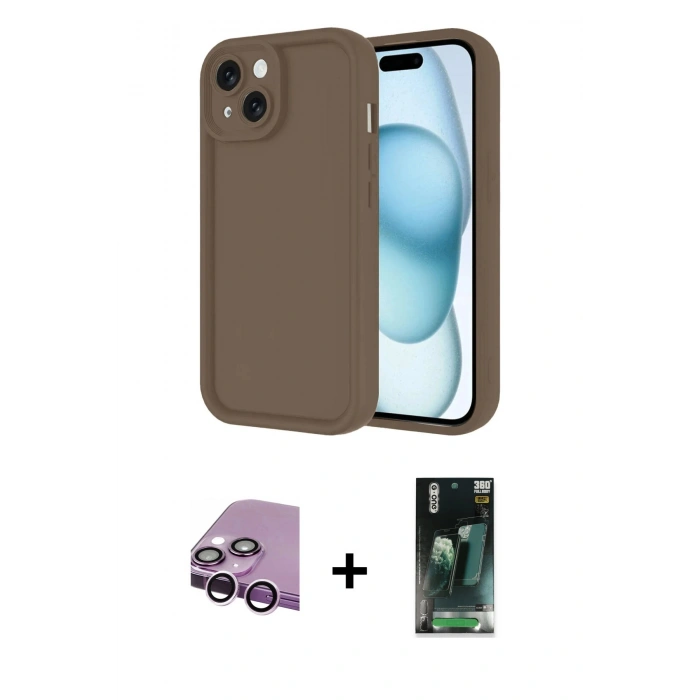 MARSİLYAN™- iPhone 14 Kılıf Yankı Yansıma Özel Seri - Şeffaf 360 Full Body Arka Koruyucu + Raze Metal Kamera Lens - MR