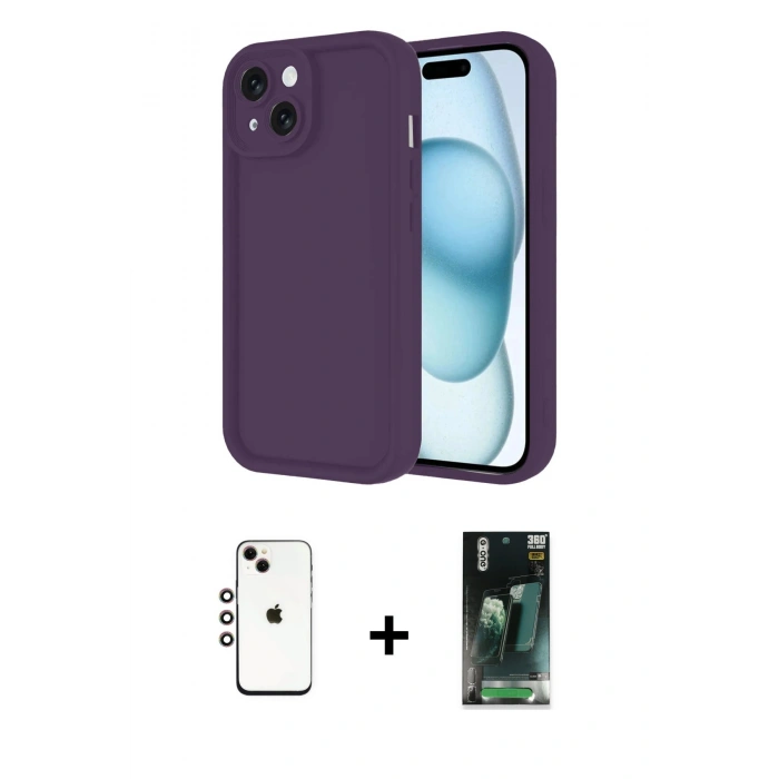 MARSİLYAN™- iPhone 14 Kılıf Yankı Yansıma Özel Seri - Şeffaf 360 Full Body Arka Koruyucu + Shine Kamera Lens - GI