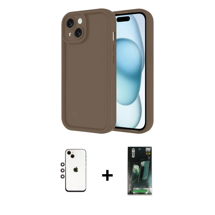 MARSİLYAN™- iPhone 14 Kılıf Yankı Yansıma Özel Seri - Şeffaf 360 Full Body Arka Koruyucu + Shine Kamera Lens - GI