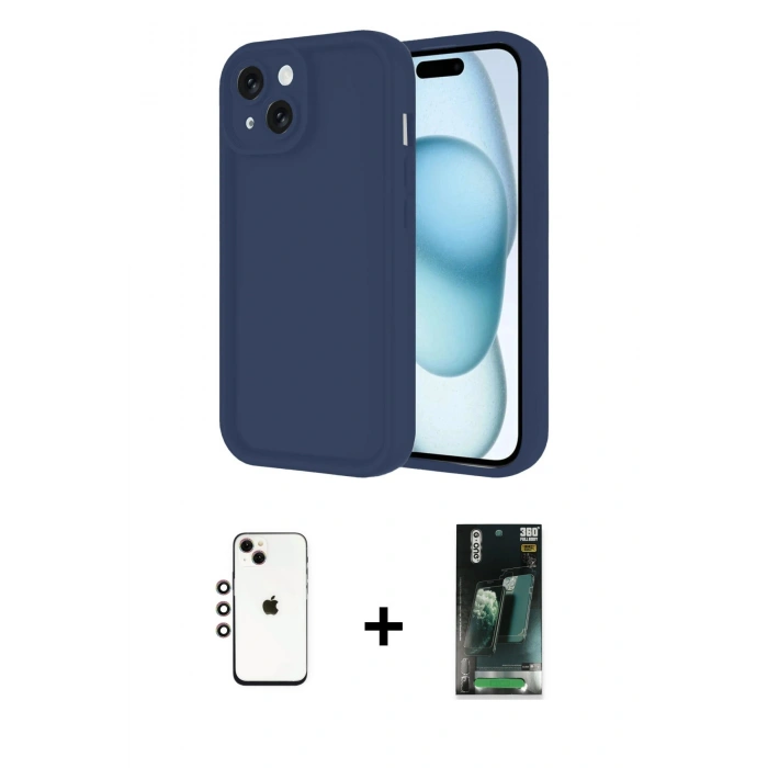 MARSİLYAN™- iPhone 14 Kılıf Yankı Yansıma Özel Seri - Şeffaf 360 Full Body Arka Koruyucu + Shine Kamera Lens - GI