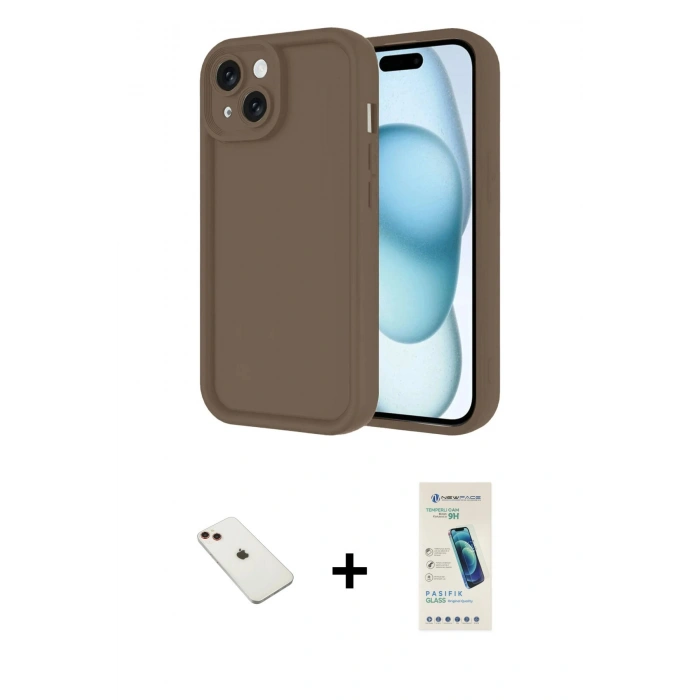 MARSİLYAN™- iPhone 14 Kılıf Yankı Yansıma Özel Seri - Şeffaf Pasifik Cam Ekran Koruyucu + Diamond Kamera Lens - KI