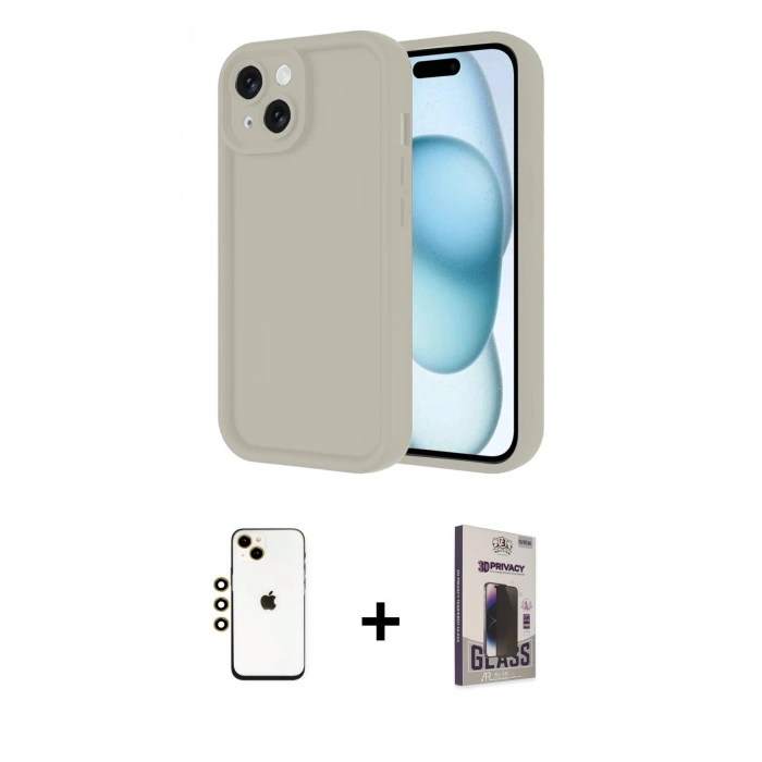 MARSİLYAN™- iPhone 14 Kılıf Yankı Yansıma Özel Seri - Siyah Bilvis Hayalet Cam Ekran Koruyucu + Shine Kamera Lens - GD