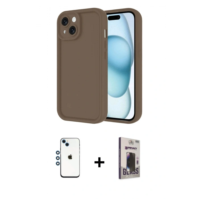 MARSİLYAN™- iPhone 14 Kılıf Yankı Yansıma Özel Seri - Siyah Bilvis Hayalet Cam Ekran Koruyucu + Shine Kamera Lens - MI