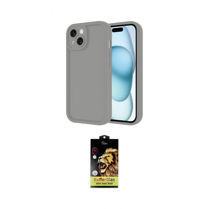 MARSİLYAN™- iPhone 14 Kılıf Yankı Yansıma Özel Seri - Siyah Buffer Cam Ekran Koruyucu