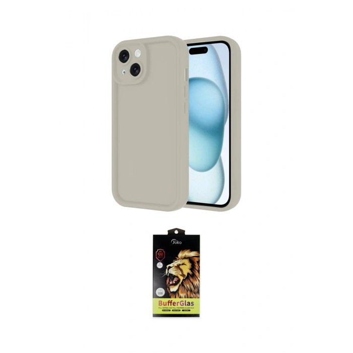 MARSİLYAN™- iPhone 14 Kılıf Yankı Yansıma Özel Seri - Siyah Buffer Cam Ekran Koruyucu