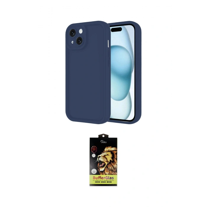 MARSİLYAN™- iPhone 14 Kılıf Yankı Yansıma Özel Seri - Siyah Buffer Cam Ekran Koruyucu