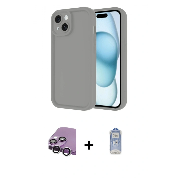 MARSİLYAN™- iPhone 14 Kılıf Yankı Yansıma Özel Seri - Siyah Joko Magic 5D Cam + Raze Metal Kamera Lens - GS